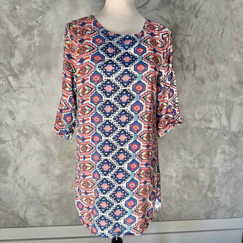 Everly Midi Dress in Aztec Print Size SM Boho Festival